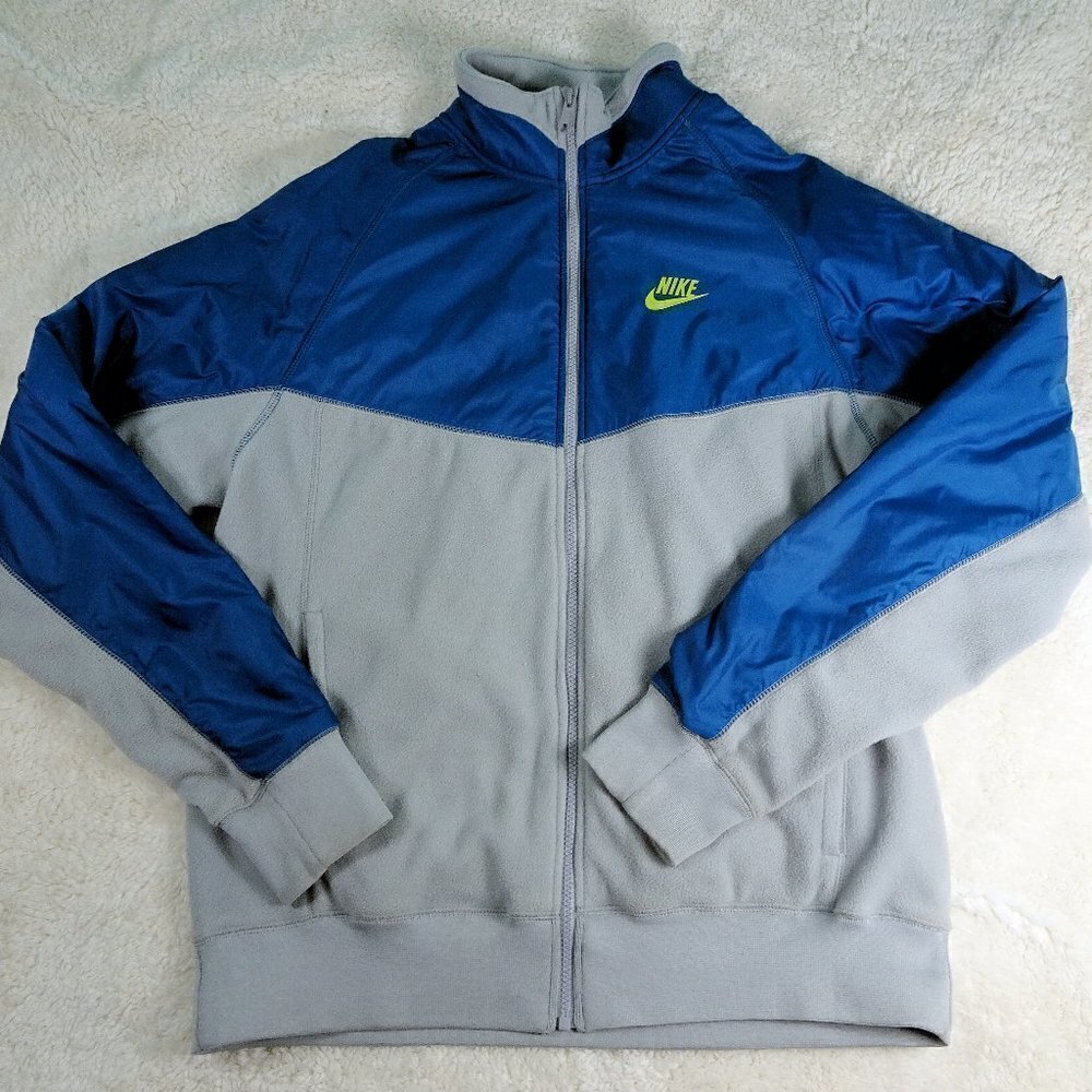 Nike Blue/Gray Part Fleece Jacket Size Large